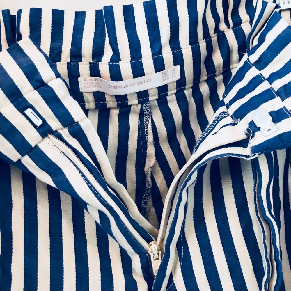 Zara Trafaluc striped paper bag waist pants sz M - Picture 3 of 3
